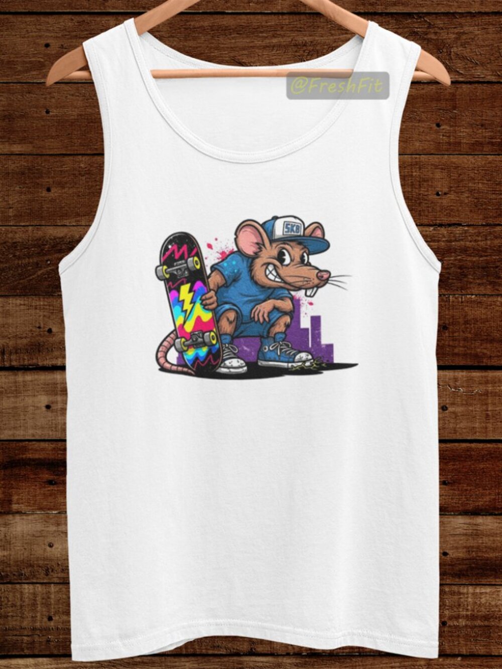 🆕Skater Rat White Tank Top